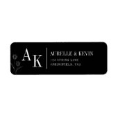 Floral Line Rustic Black Elegant Wedding Address Etiket (Voorkant)