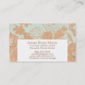 *~* Floral  Linen Bronze Gold Turquoise Visitekaartje (Achterkant)