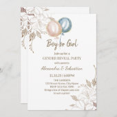 Floral Lines Gender Reopenbaart Uitnodiging (Voorkant / Achterkant)