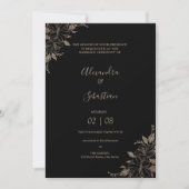 Floral Lines Grass Wedding Invitation Kaart (Voorkant)