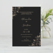Floral Lines Grass Wedding Invitation Kaart (Staand voorkant)