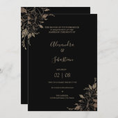 Floral Lines Grass Wedding Invitation Kaart (Voorkant / Achterkant)
