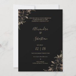 Floral Lines Grass Wedding Invitation Kaart