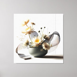 Floral Linework Composition Canvas Afdruk