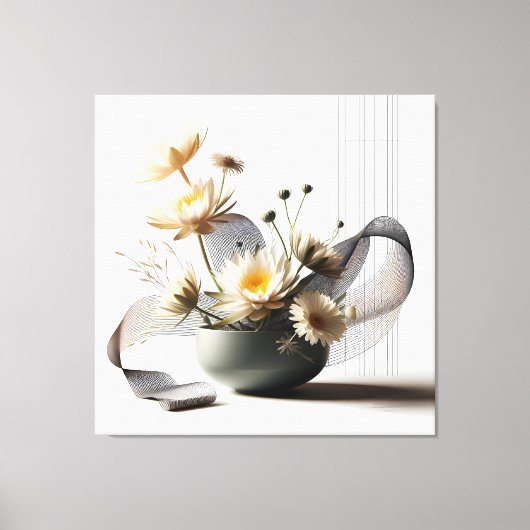 Floral Linework Composition Canvas Afdruk (Voorkant)