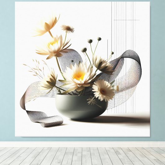 Floral Linework Composition Canvas Afdruk (Insitu (Houten vloer))