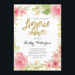 Floral Lingerie Shower Kaart<br><div class="desc">Floral romantic Lingerie Shower Invitation</div>