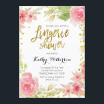 Floral Lingerie Shower Kaart<br><div class="desc">Floral romantic Lingerie Shower Invitation</div>