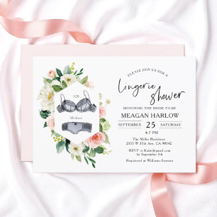 Floral Lingerie Shower Underwear Party Invitation Kaart