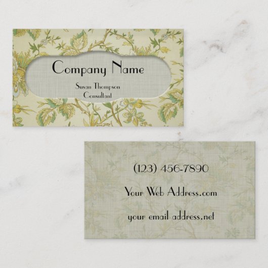 Floral-linnen afgesneden Visitekaartje (Voorkant / Achterkant)