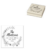 Floral lint krans familienaam retouradres rubberstempel (Gestempeld)