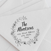 Floral lint krans familienaam retouradres  zelfinktende stempel