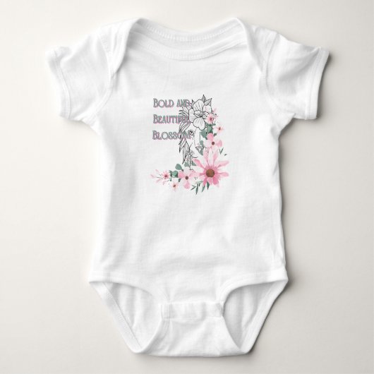 Floral Lion Baby Bodysuit. Romper (Voorkant)