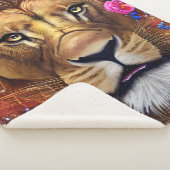 Floral Lion Head Sherpa Deken (3/4)