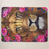 Floral Lion Head Sherpa Deken (Voorkant (horizontaal))