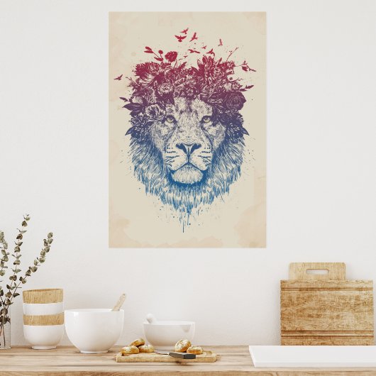 Floral lion III Poster (Keuken)