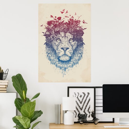 Floral lion III Poster (Thuiskantoor)