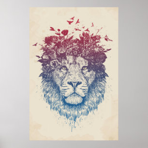 Floral lion III Poster