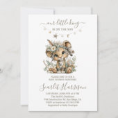 Floral lion king boy Baby Shower Invitation Kaart (Voorkant)