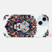 Floral Lion Silhouette iPhone 15 Case (Achterkant horizontaal)