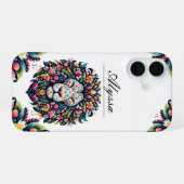 Floral Lion Silhouette iPhone 16 Hoesje (Achterkant horizontaal)
