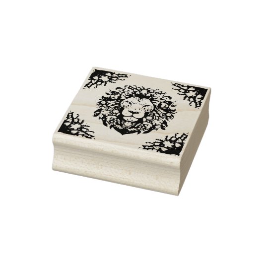 Floral Lion Silhouette Rubberstempel (Stempel)