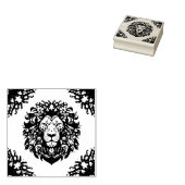 Floral Lion Silhouette Rubberstempel (Gestempeld)