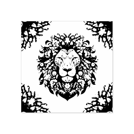 Floral Lion Silhouette Rubberstempel (Afrduk)