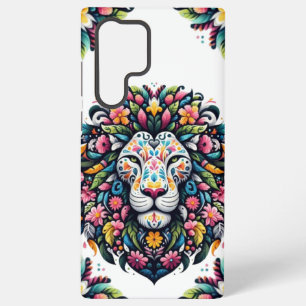 Floral Lion Silhouette Samsung Galaxy Hoesje