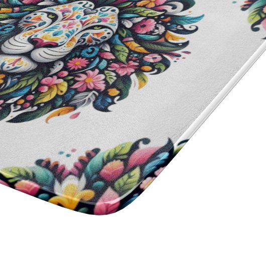 Floral Lion Silhouette Snijplank (Hoek)