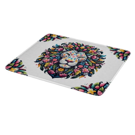 Floral Lion Silhouette Snijplank (Hoek)