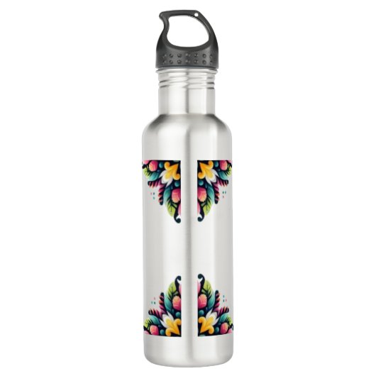 Floral Lion Silhouette Waterfles (Achterkant)