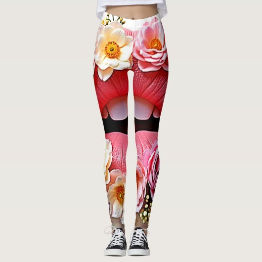 Floral Lips Artistry Leggings (Voorkant)