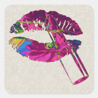 Floral Lips Motif Sticker