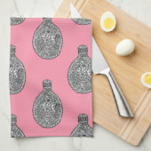 Floral Liquor Flask Pattern Roos Roze handdoek (Quarter Fold)