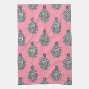 Floral Liquor Flask Pattern Roos Roze handdoek