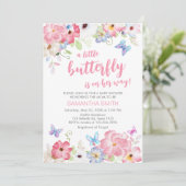 Floral Little Butterfly Baby shower Kaart (Staand voorkant)