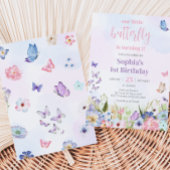 Floral Little Butterfly Verjaardagsfeestje Kaart