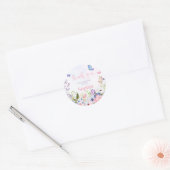 Floral Little Butterfly Verjaardagsfeestje Ronde Sticker (Envelop)
