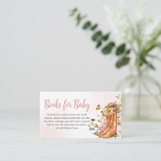 Floral Little Cowgirl Baby shower Boeken voor Baby Informatiekaartje (Staand voorkant)