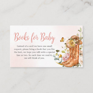 Floral Little Cowgirl Baby shower Boeken voor Baby Informatiekaartje
