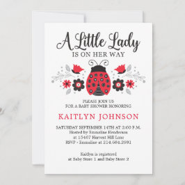 Floral Little Lady Ladybug Meisje Baby shower Kaart
