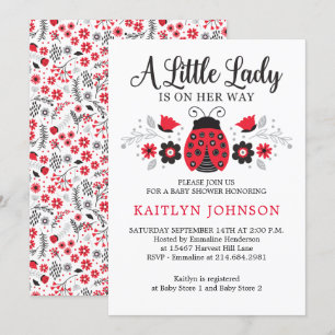 Floral Little Lady Ladybug Meisje Baby shower Kaart