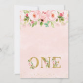 Floral Little Miss Onederful Birthday Invitation Kaart (Achterkant)