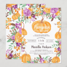 Floral Little pompoen herfst waterverf baby shower