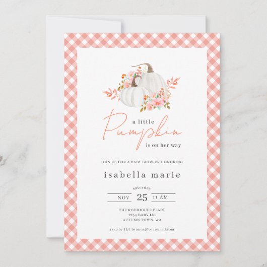 Floral Little Pumpkin-Baby shower Kaart (Voorkant)