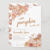 Floral Little Pumpkin-Baby shower Kaart (Voorkant / Achterkant)