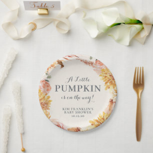 Floral Little Pumpkin-Baby shower Papieren Bordje