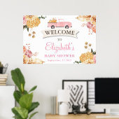 Floral Little PUMPKIN GIRL Baby shower Welkom Poster (Thuiskantoor)