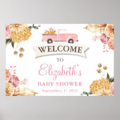 Floral Little PUMPKIN GIRL Baby shower Welkom Poster (Voorkant)